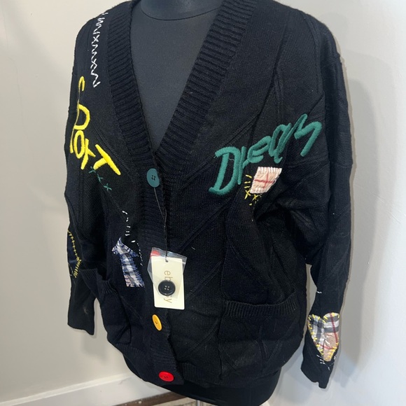 Black Graphic Women's Cardigan - Picture 2 of 6